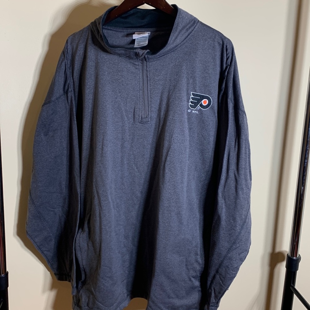 NHL Philadelphia Flyers 1/4 zip heather grey mens sweatshirt sz2xl (50/52) EUC